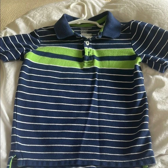 ✨Old Navy Blue and Green Striped Polo Shirt - Picture 1 of 3